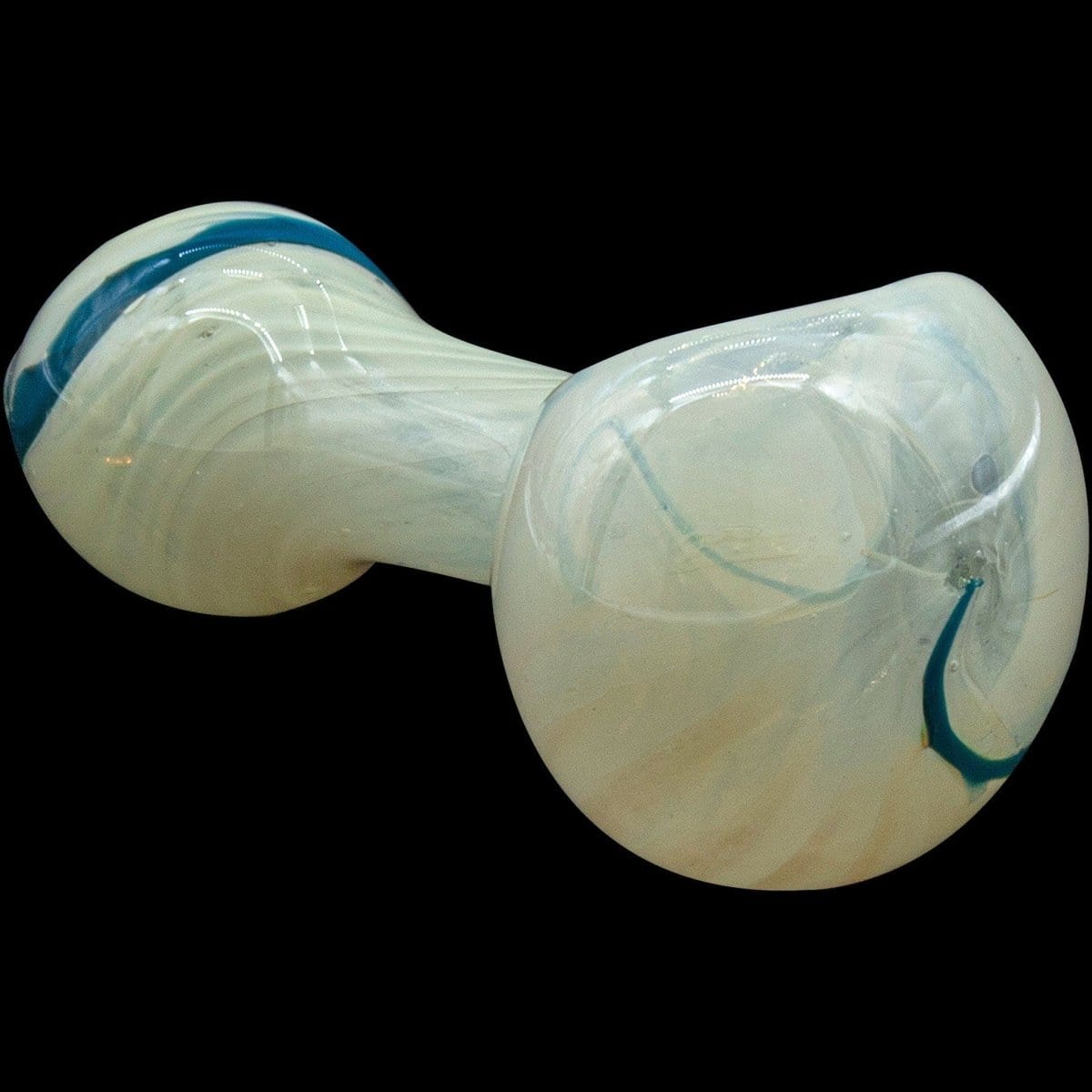 A front view of the “Bones” White Color Spoon Pipe, showing a smooth, curved design in a bright white finish.