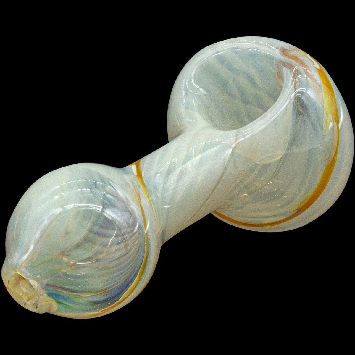 A slightly angled view of the “Bones” White Color Spoon Pipe, showing its smooth, curved shape and subtle color gradient.