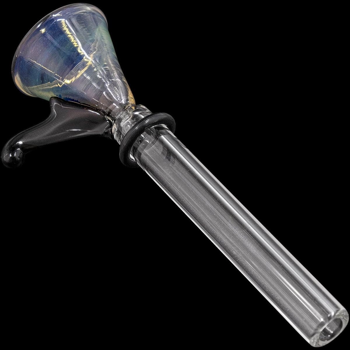 LA Pipes Smoking Accessory Black 9mm Funnel Slide Bowl with Handle for Pull-Stem Bongs
