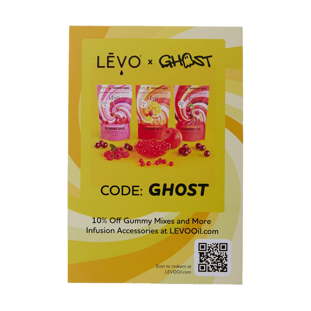 A promotional image features the Levo x Ghost Infuser against a white background with text and a QR code.