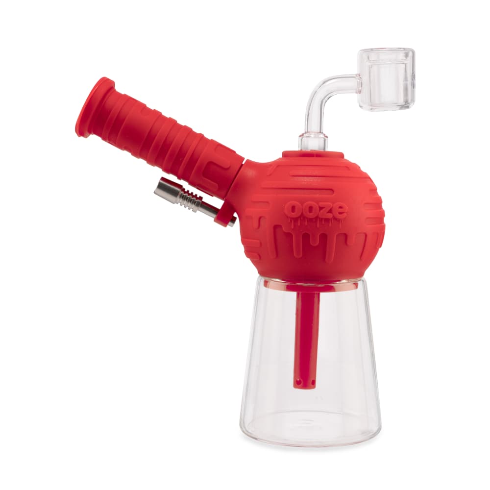 Ooze Dab Rig Scarlet Black Ooze Blaster Silicone Glass 4-in-1 Hybrid Water Pipe and Dab Straw
