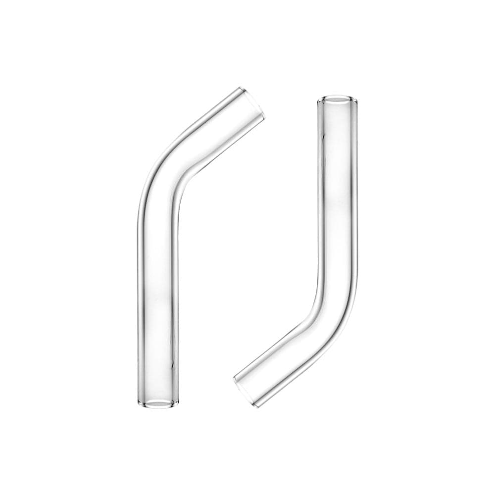 Two clear replacement glass mouthpieces shown side by side at a slight angle on white background, Lookah Dragon Egg Replacement Glass Mouthpiece - 2pk