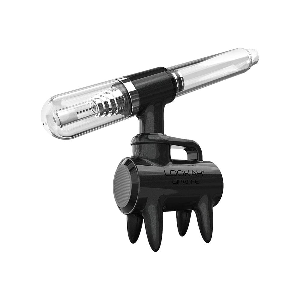 A studio shot of the Lookah Giraffe Nectar Collector, displaying its sleek, metallic design against a plain white background.