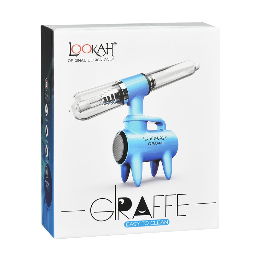 A front view of the Lookah Giraffe Nectar Collector, featuring a metallic finish and compact design against a plain white background.