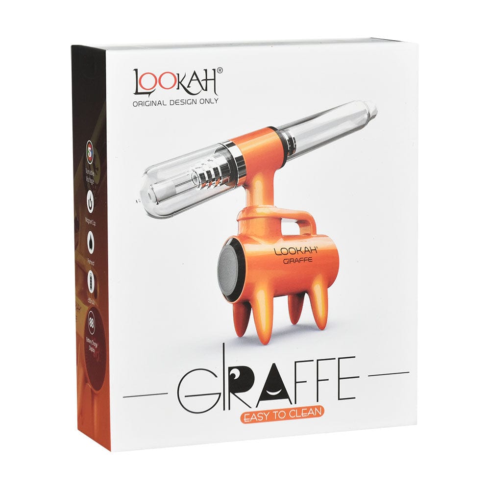 A detailed, angled view of the Lookah Giraffe Nectar Collector with a metallic finish and clear glass tip.