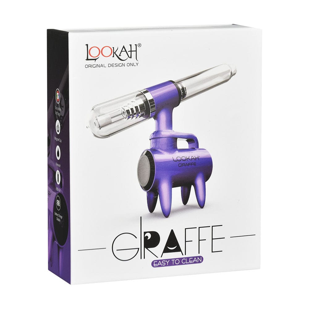 Front view of the Lookah Giraffe Nectar Collector with a sleek, silver finish, angled against a dark background.