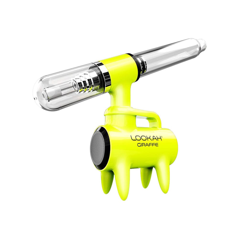 A front view of the Lookah Giraffe Nectar Collector, showcasing its unique, curved design and metallic tip.
