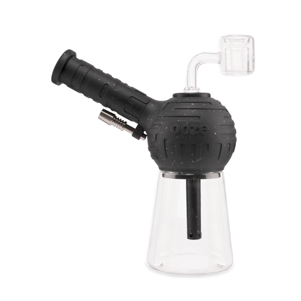 Ooze Dab Rig Shimmer Black Ooze Blaster Silicone Glass 4-in-1 Hybrid Water Pipe and Dab Straw