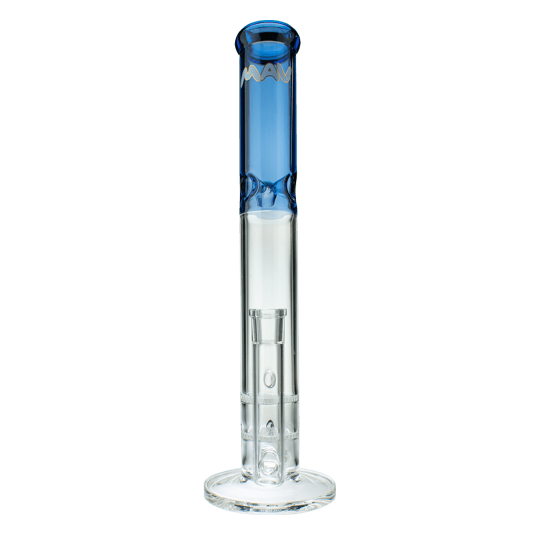Front view of the 16" Double Honeycomb Straight Tube Bong, showcasing the clear glass tube with a honeycomb percolator visible inside.