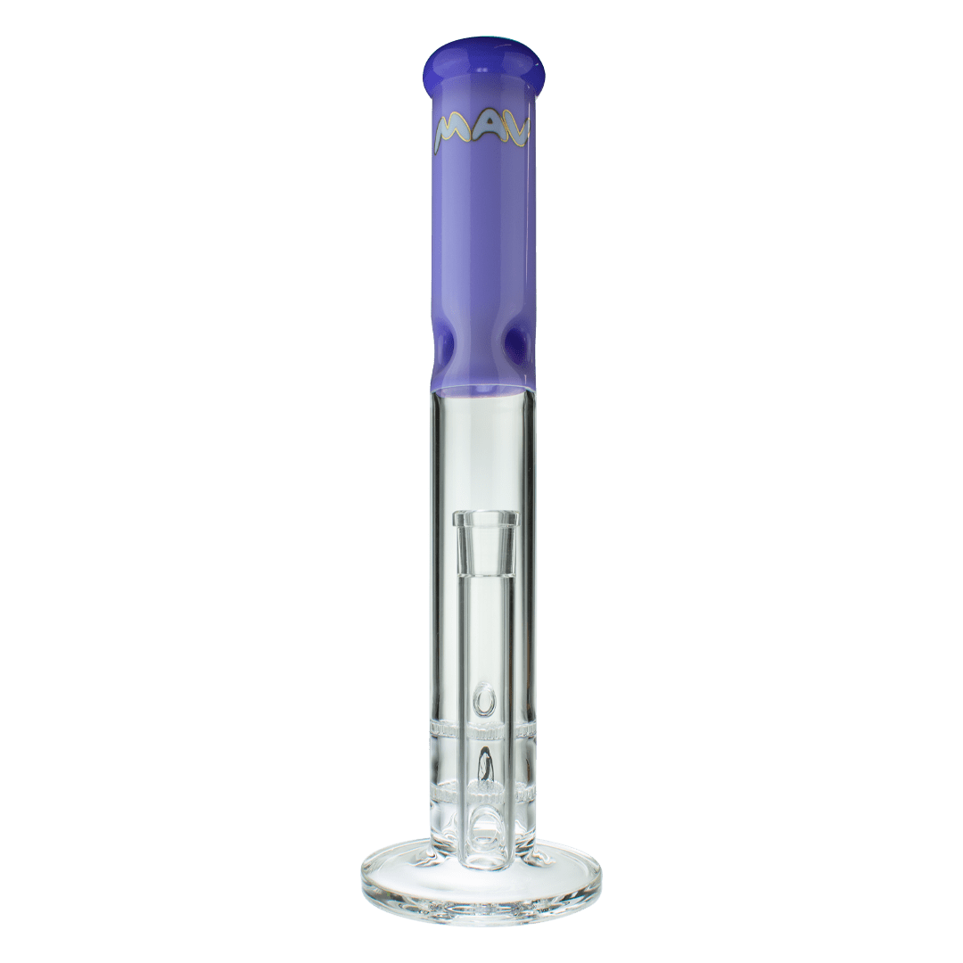 Front view of the 16" Double Honeycomb Straight Tube Bong, showcasing its clear glass construction and simple cylindrical form.