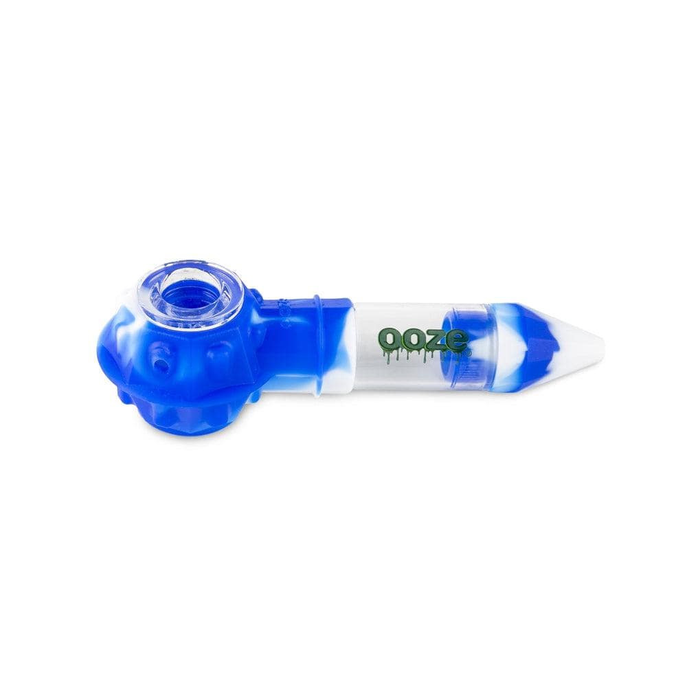 Ooze Silicone and Glass Blue & White Ooze Bowser Silicone Glass Pipe