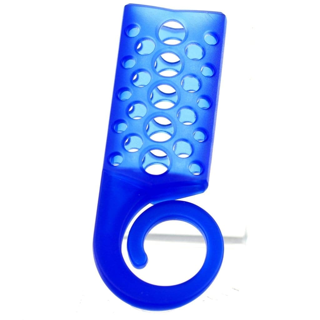 Front view of the DHC Originals x Monkey Tail Lighter Holder in blue, showcasing its unique perforated design.