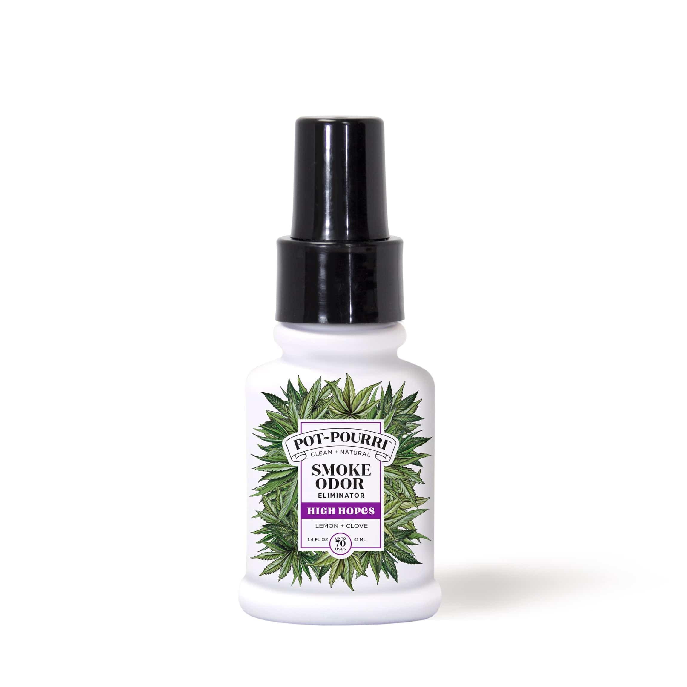 Front view of the Pot~Pourri Smoke Odor Eliminator 1.4oz bottle against a plain white background.