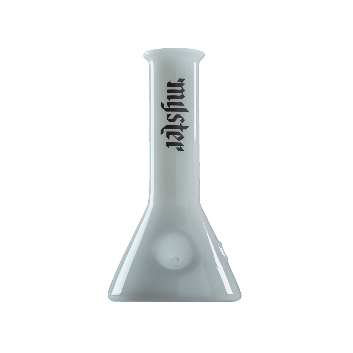 A front view of the Myster Beaker Bowl Glass Pipe, a clear glass piece with a simple, rounded bowl shape.
