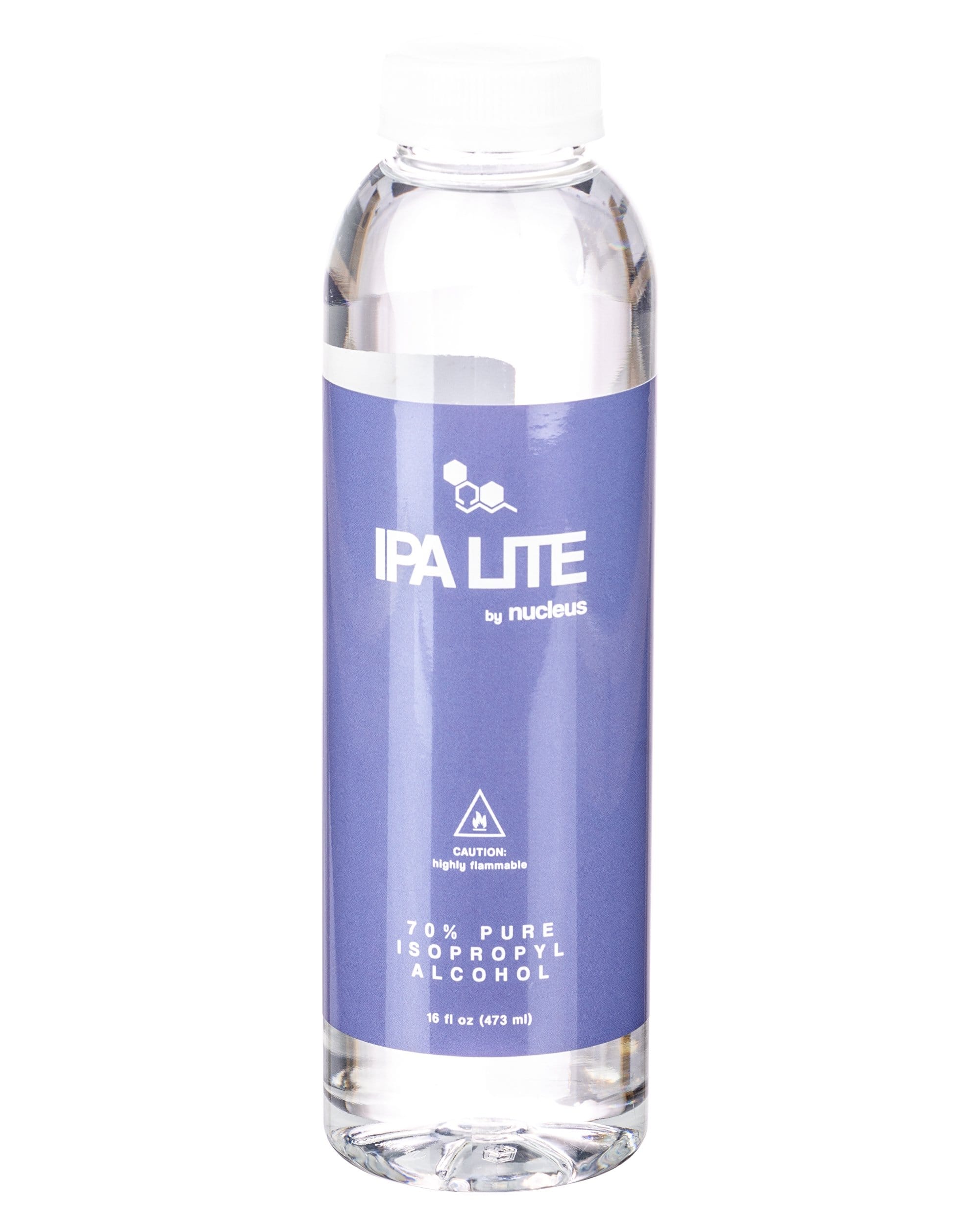 Front view of the Pure Isopropyl Alcohol bottle, a clear container with simple branding displayed against a plain white background.