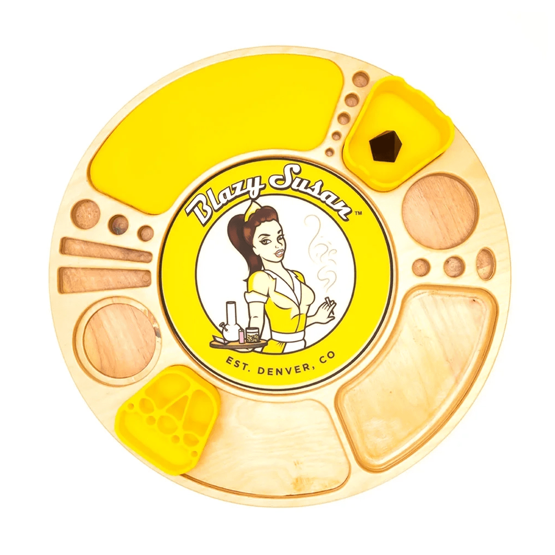 Blazy Susan Birch - Yellow Blazy Susan Spinning Rolling Trays