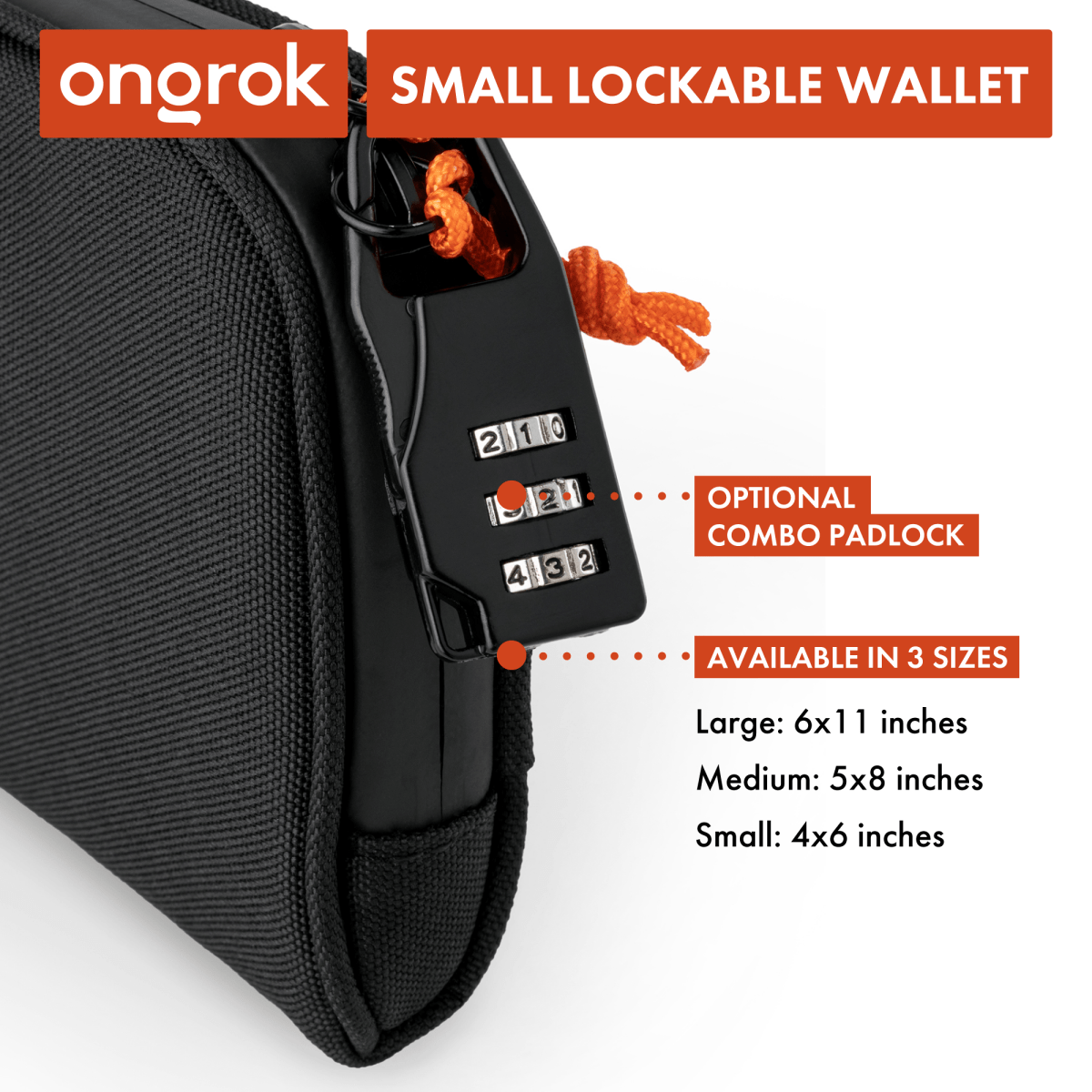 Front view of the Carbon-lined Wallets with Combination Lock V 2.0| showing a dark wallet with a visible combination dial.