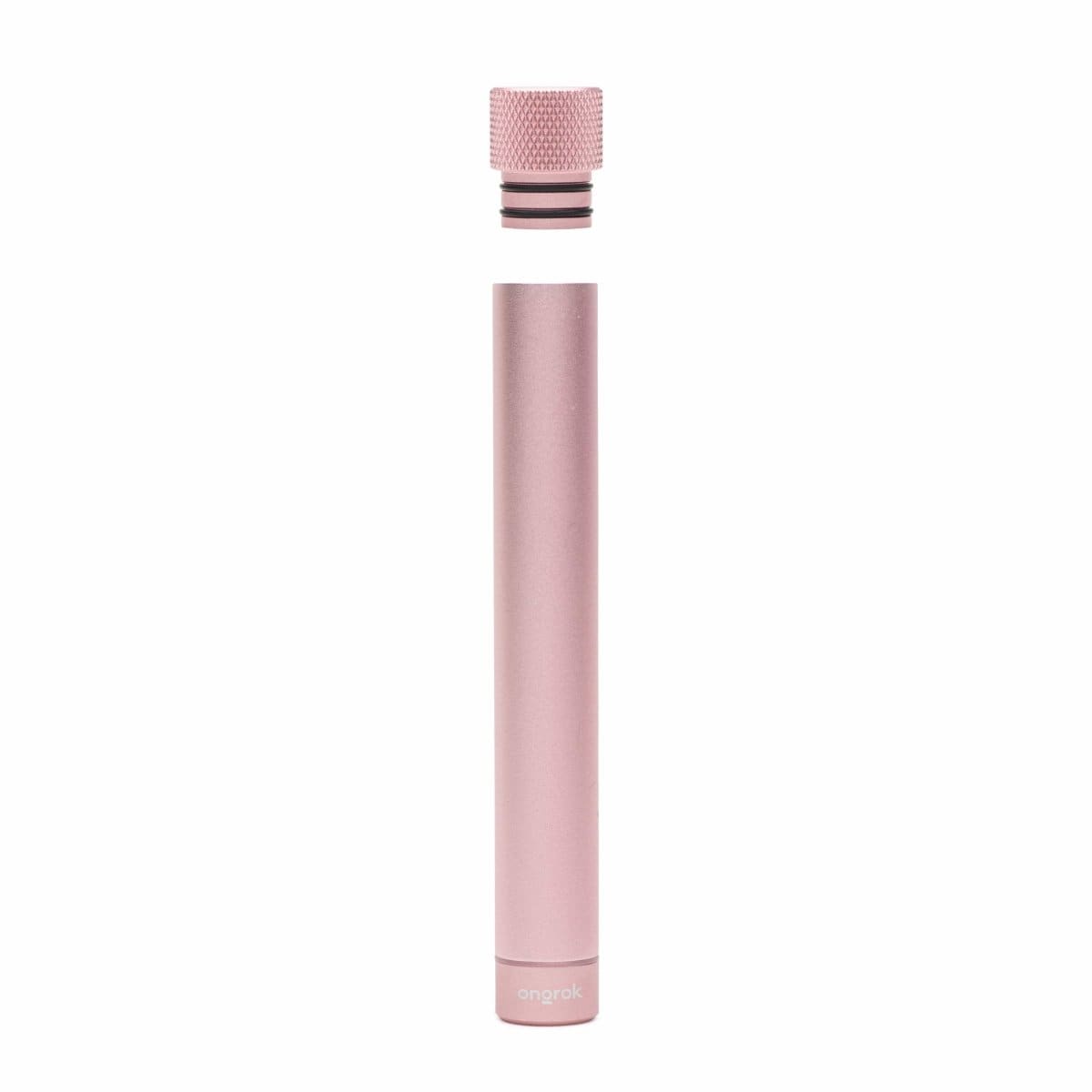 Front view of the Premium Storage Tube  Single, a sleek, cylindrical container in a muted rose gold tone.