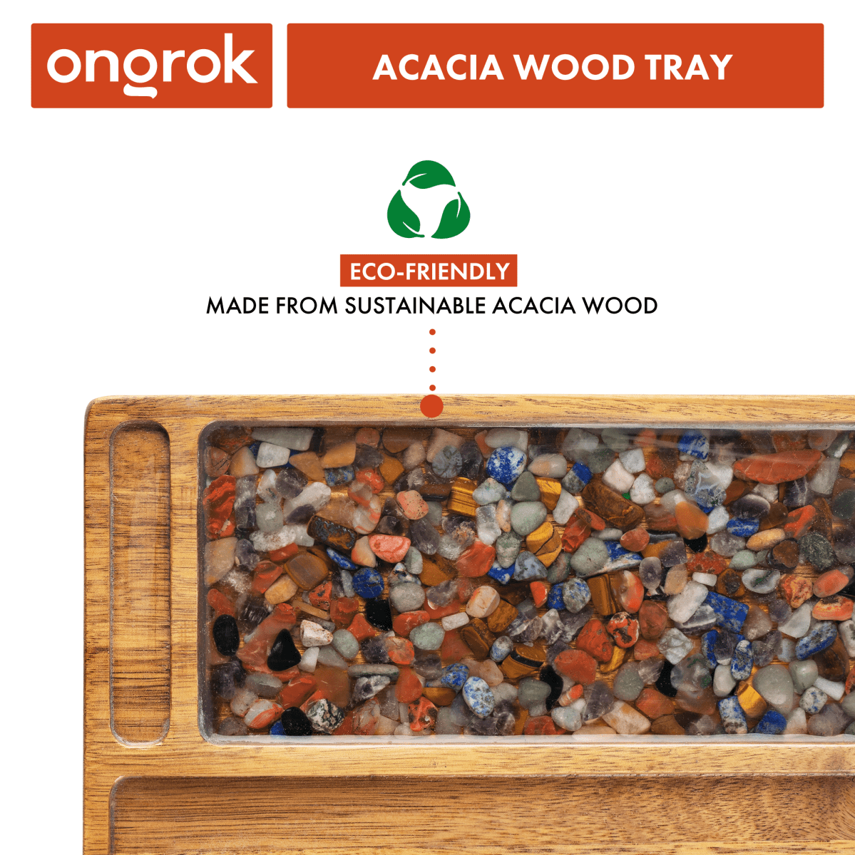 ONGROK Premium Natural Acacia Wood Tray | 9.5" x 9.5"