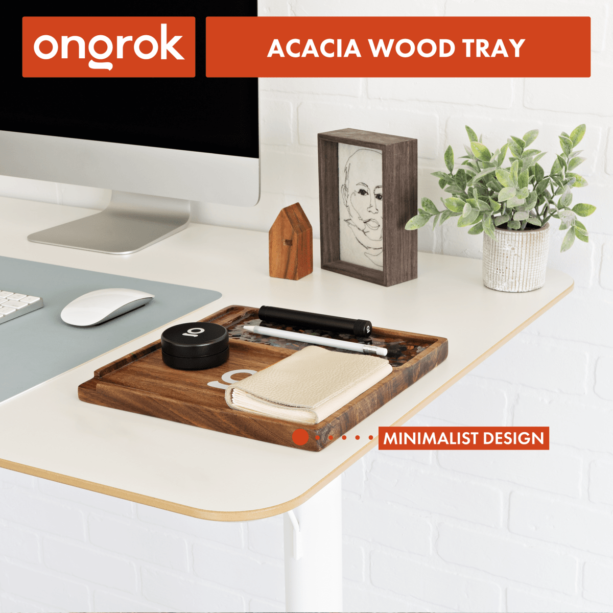 ONGROK Premium Natural Acacia Wood Tray | 9.5" x 9.5"