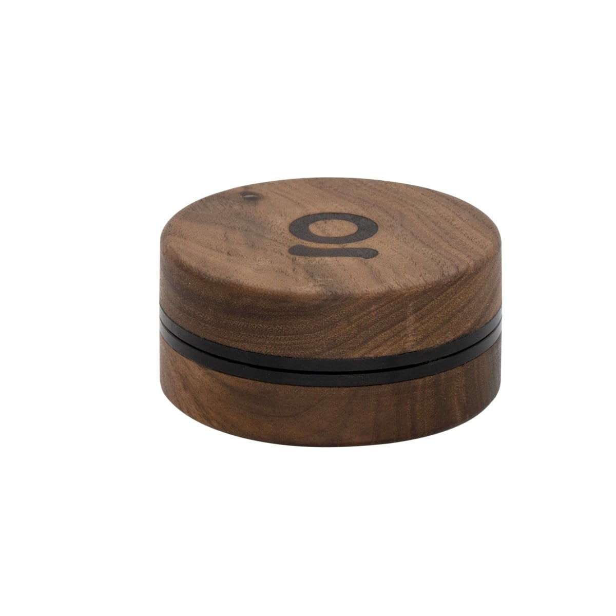 Front view of the 3 Inch, 2-Piece Walnut Grinder, showcasing its cylindrical shape and wood grain texture against a plain background.