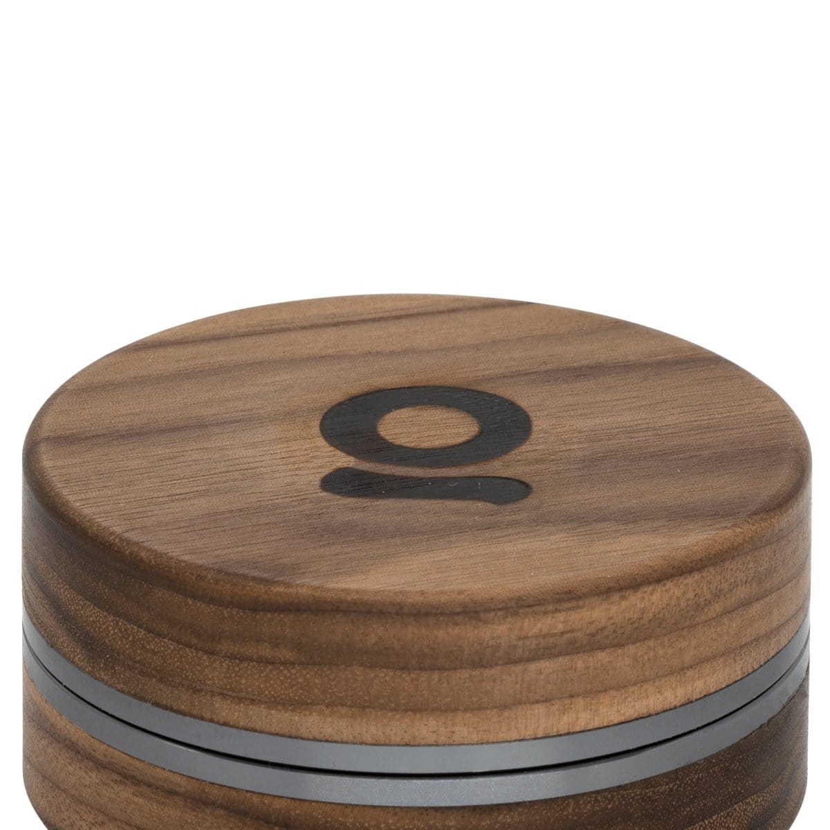 Front view of the 3 Inch, 2-Piece Walnut Grinder, showcasing its cylindrical shape and wood grain texture.