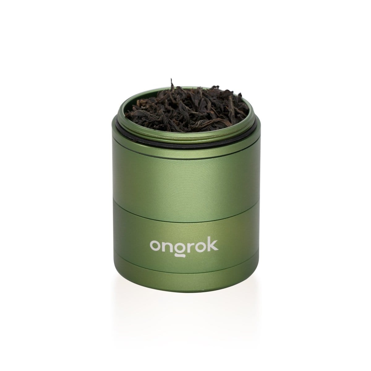 A slightly angled, close-up view of the 5 Piece Storage Grinder, displaying its multi-tiered cylindrical design.