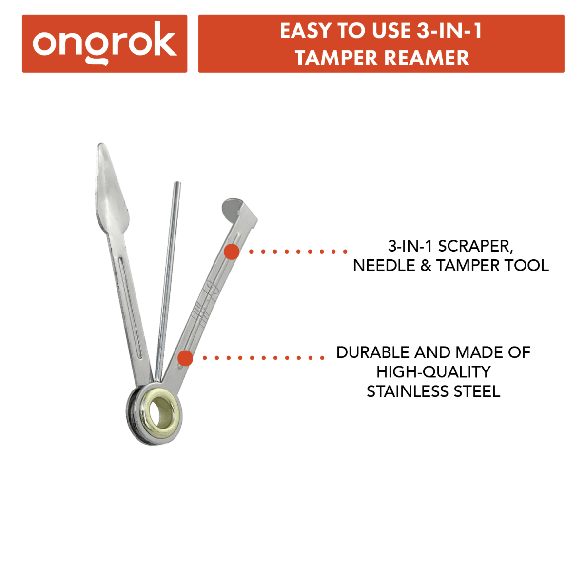 The Onngrok Accessory Cleaning Kit is displayed in a close-up, angled shot, showing the metallic cleaning tools against a plain white background.