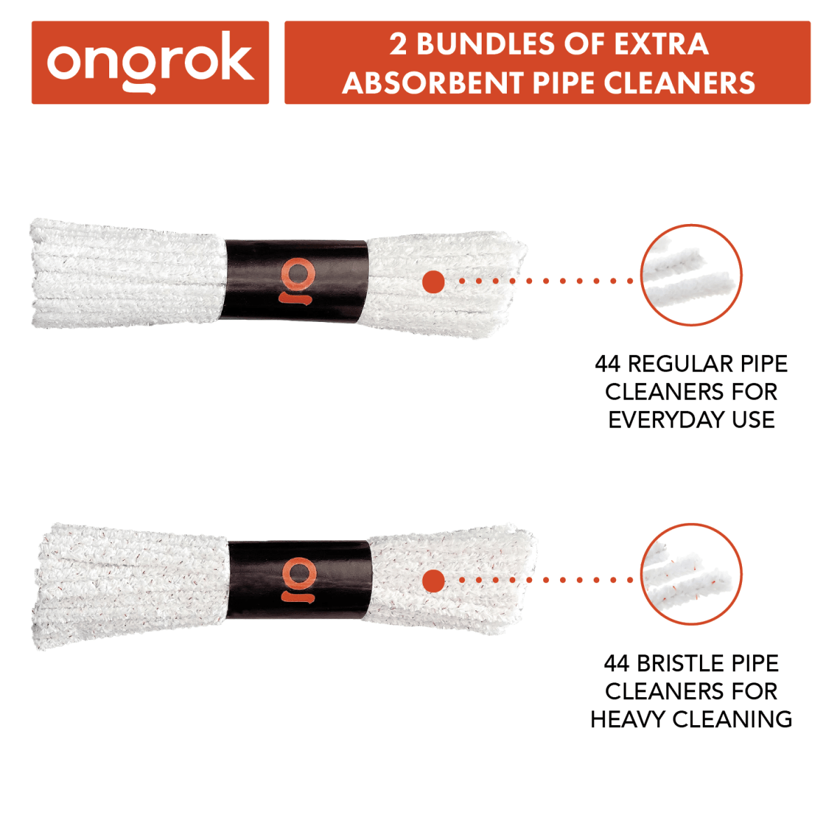 An overhead shot of the Onrok Accessory Cleaning Kit, featuring multiple bundles of white, cylindrical cleaners.