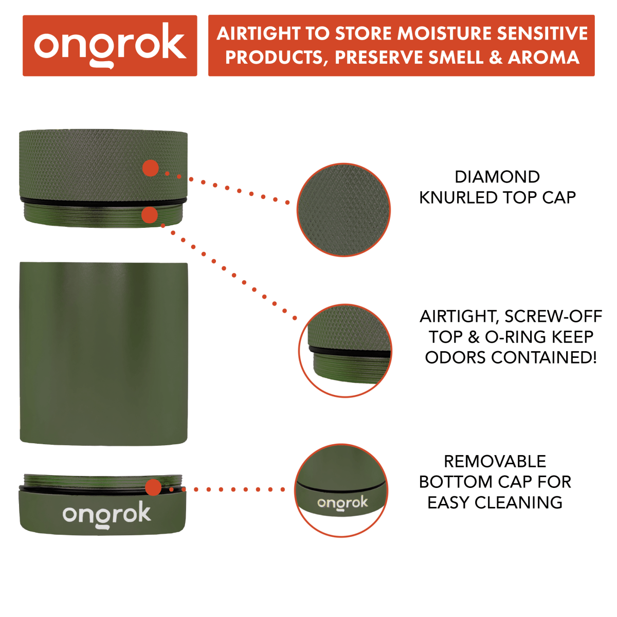 An angled close-up of the ongorok Aluminum Metal Storage Jar, showing a textured metallic surface with branding.