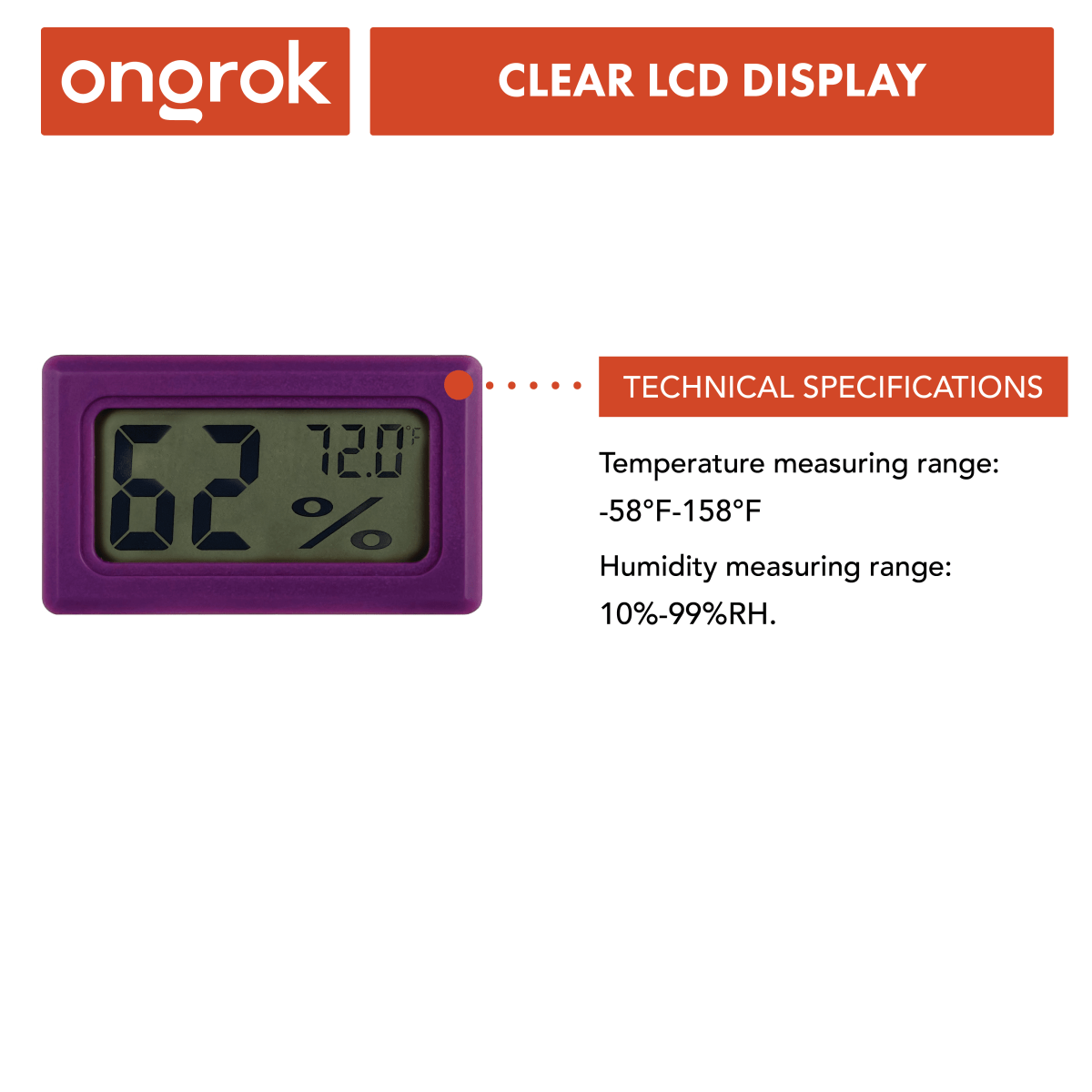 ONGROK USA Digital Hygrometers | Color-coded 6-Pack Digital Hygrometers