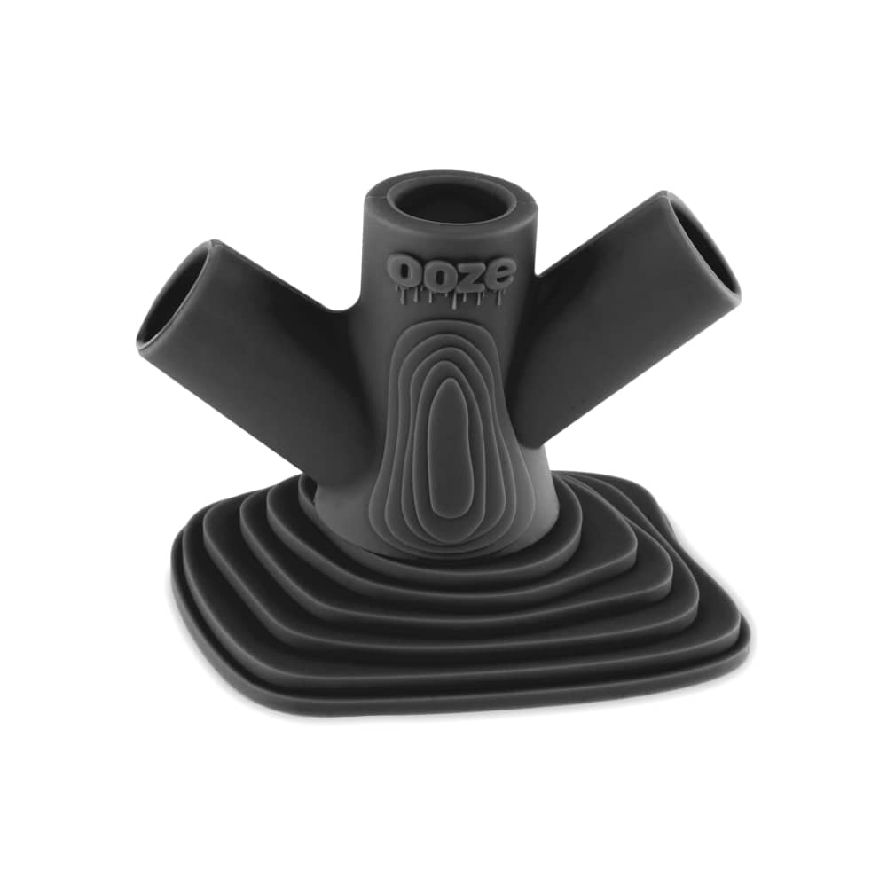 A top-down view of the Ooze Banger Hanger Silicone Banger Stand, displaying its dark, compact design.