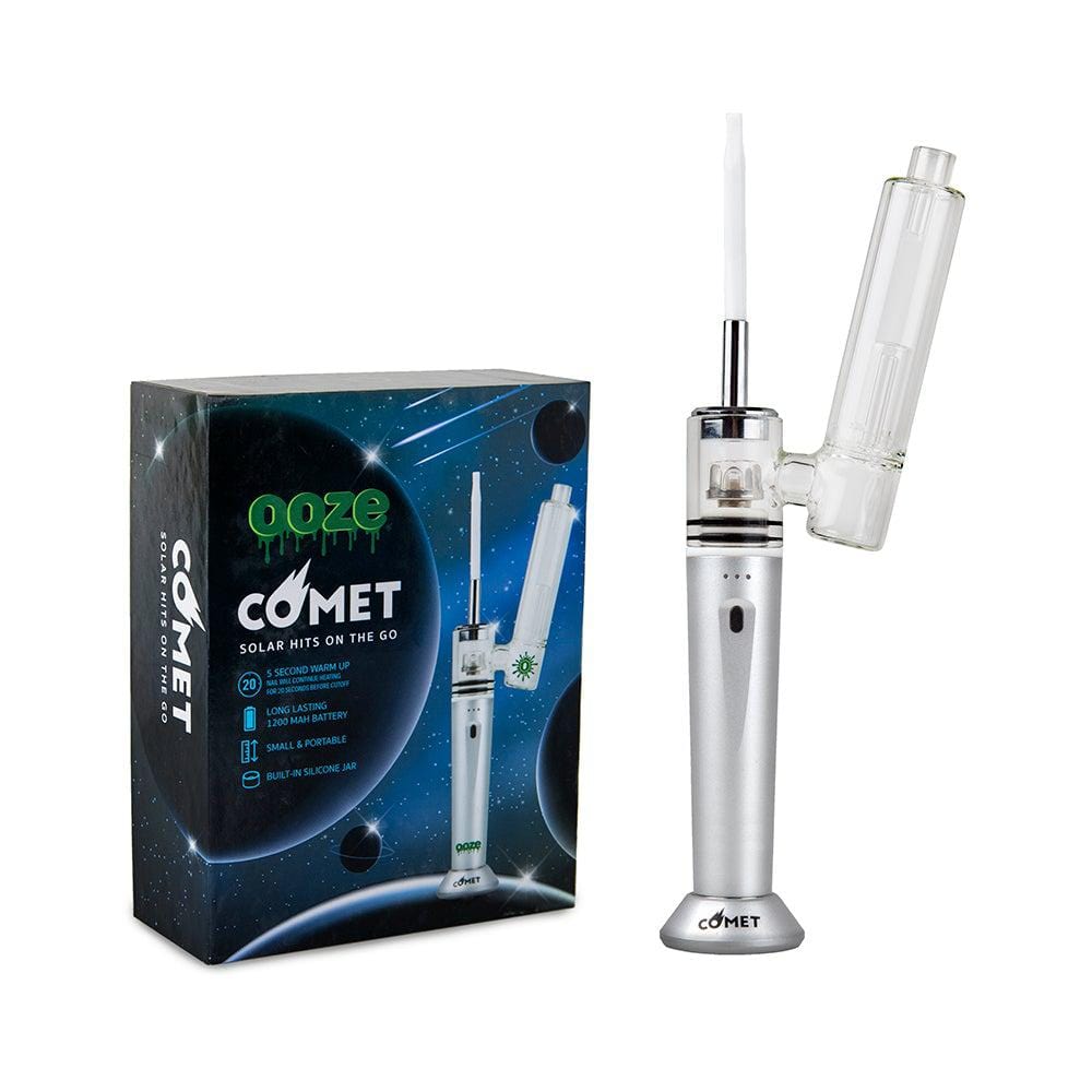 Front view of the Ooze Comet eNail Vaporizer Kit, showcasing its sleek design against a dark background.