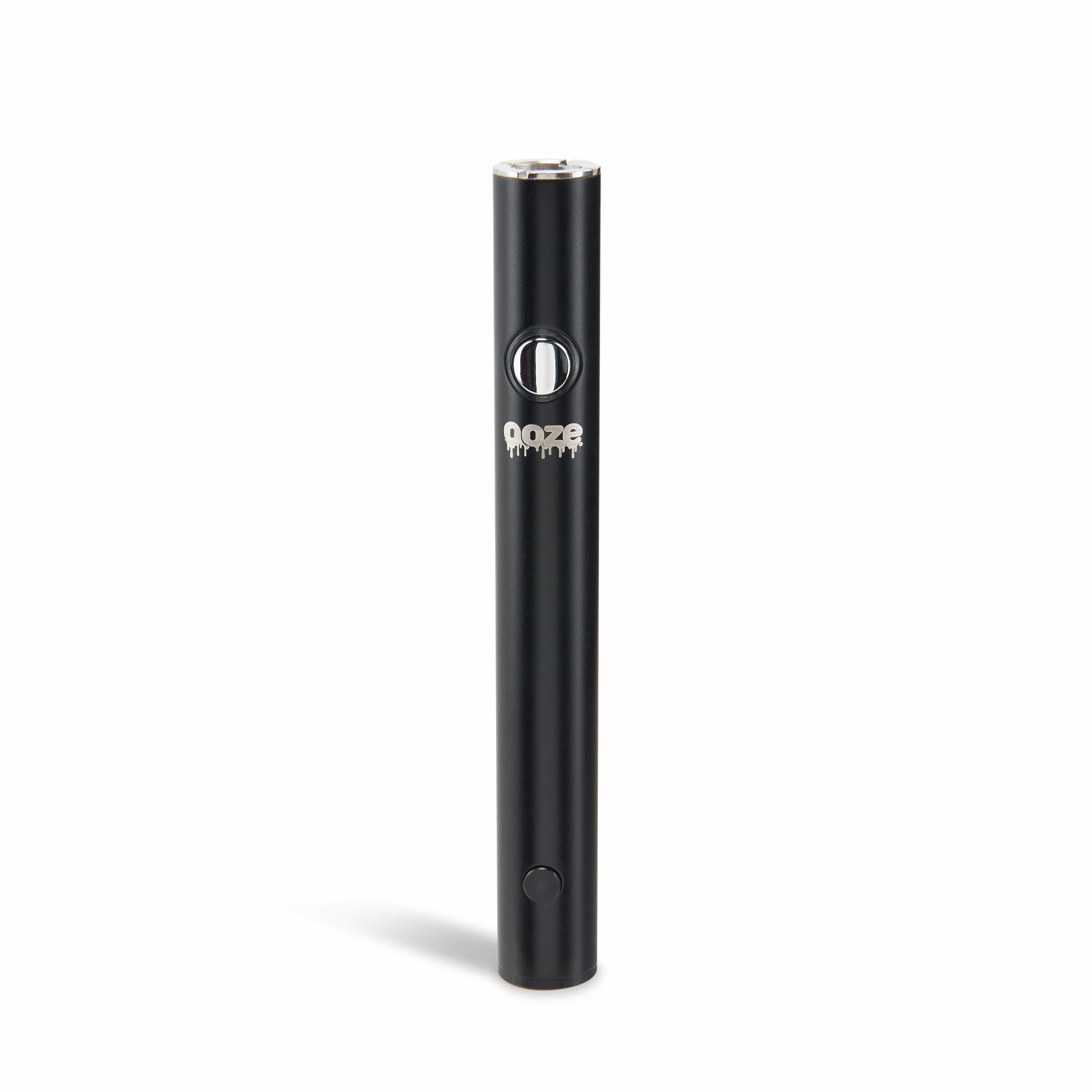 A studio shot of the Ooze Wink 290 mAh Vape Battery Flashlight, angled slightly, showcasing its sleek, cylindrical design against a white background.