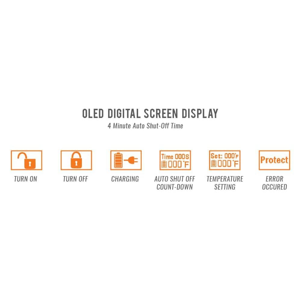 Close-up of the Ooze Drought Dry Herb Vaporizer Kit with a black screen displaying text, viewed from a slightly angled perspective.
