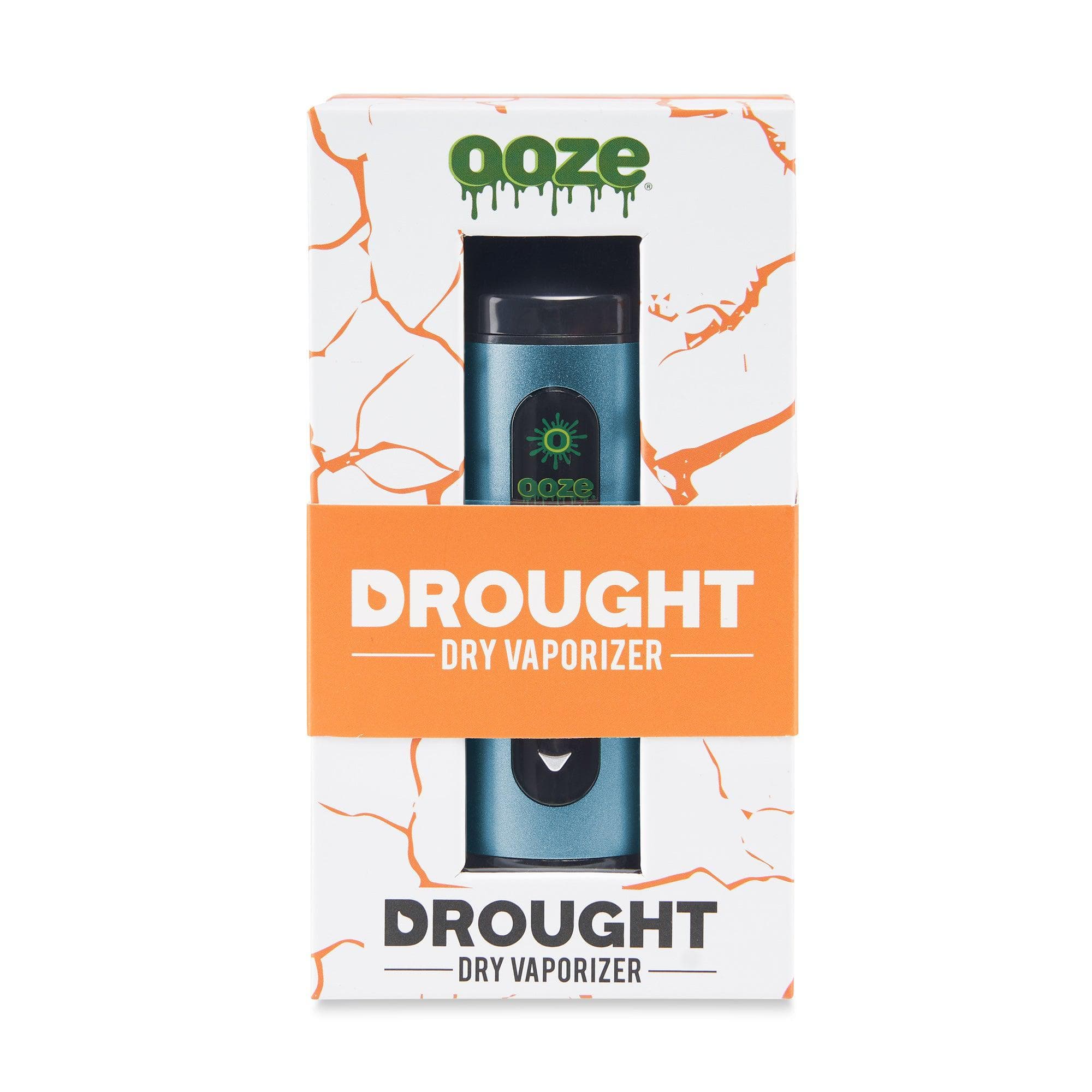 Front view of the Ooze Drought Dry Herb Vaporizer Kit, showcasing the device’s black casing and visible branding against a simple white background.