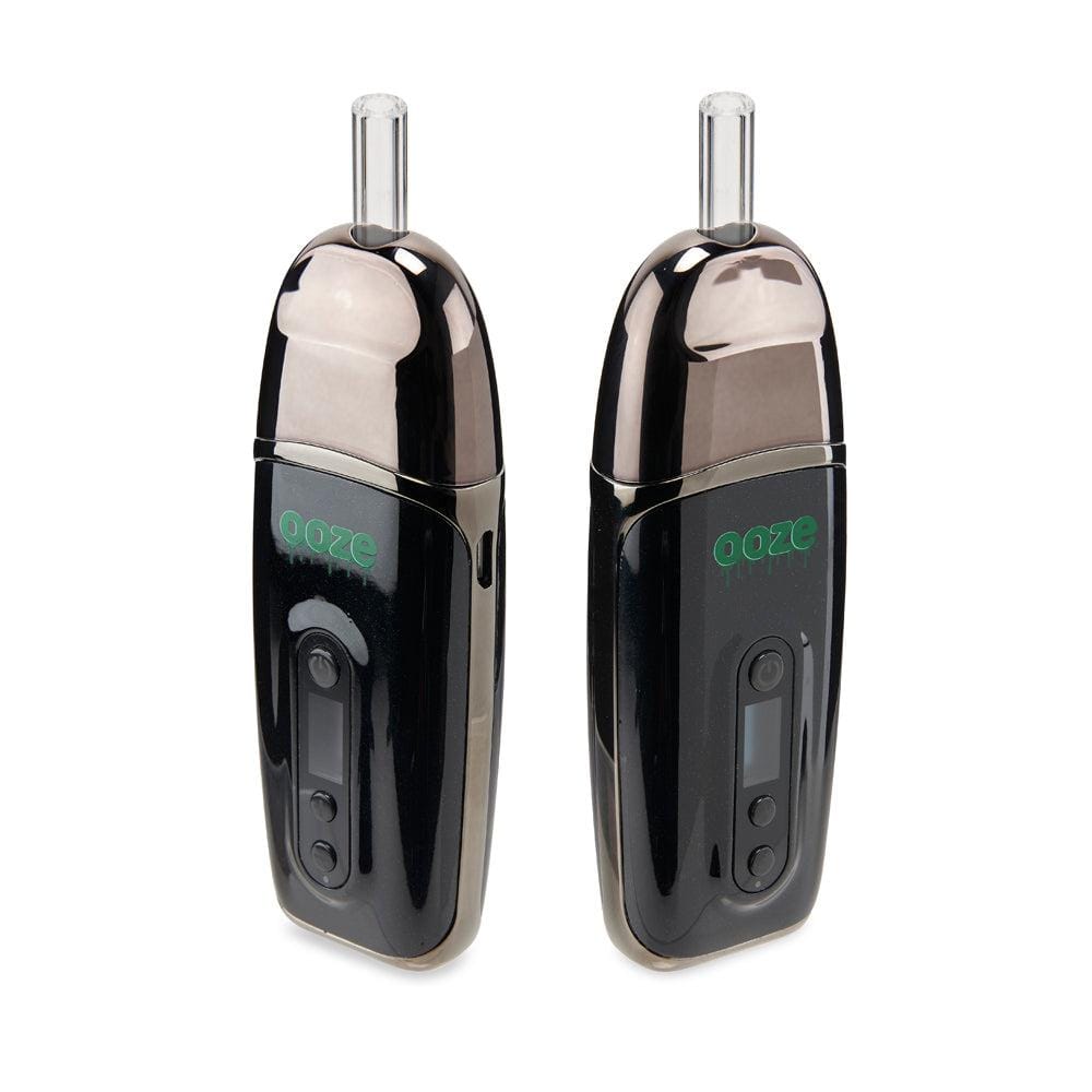 Front view of the Ooze Flare Dry Herb Vaporizer, showing its sleek, handheld design against a plain white background.