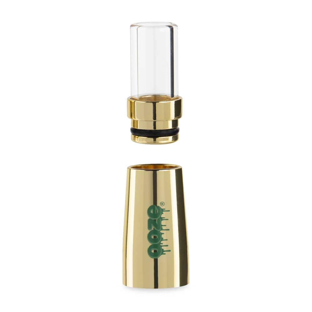 A centered close-up of the Ooze Fusion Atomizer Vape Battery, showcasing its metallic finish and sleek cylindrical design.