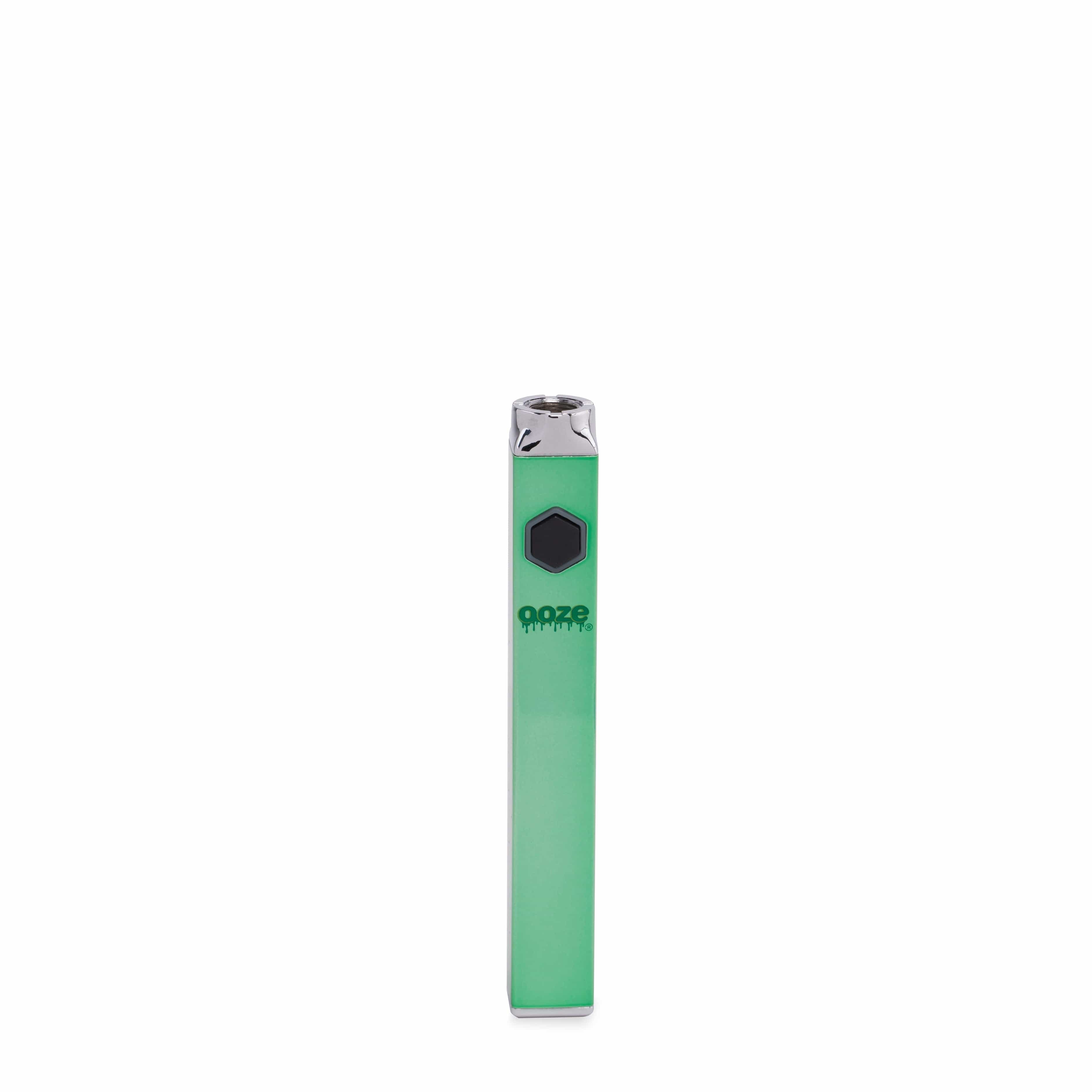 A studio shot of the Ooze Quad 510 Thread 500 mAh Square Vape Pen Battery, showcasing its sleek, rectangular design against a plain white background.