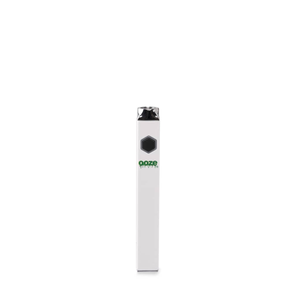 Front view of the Ooze Quad 510 Thread 500 mAh Square Vape Pen Battery, a sleek, black rectangular device against a plain white background.