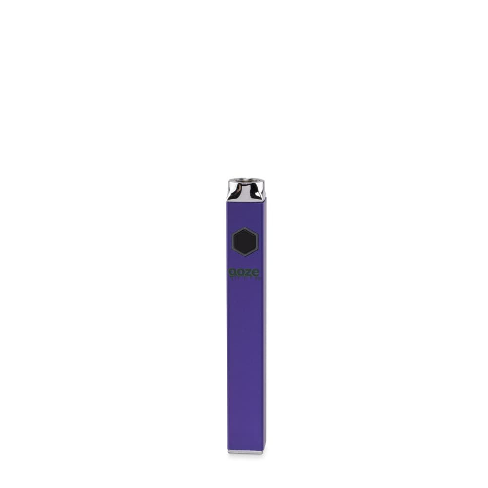 A centered, angled view of the Ooze Quad 510 Thread 500 mAh Square Vape Pen Battery, showing its rectangular, metallic finish.