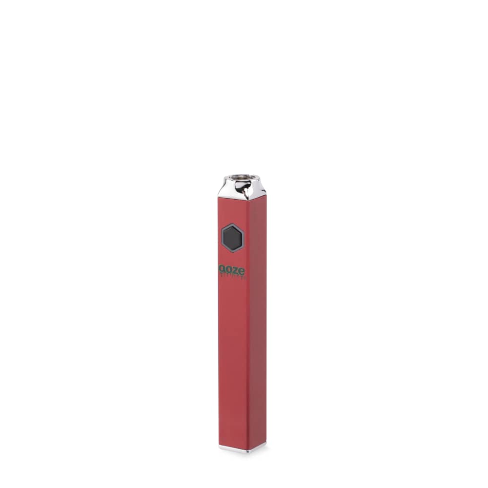 A straight-on shot of the Ooze Quad 510 Thread 500 mAh Square Vape Pen Battery, showcasing its compact, square design against a white backdrop.