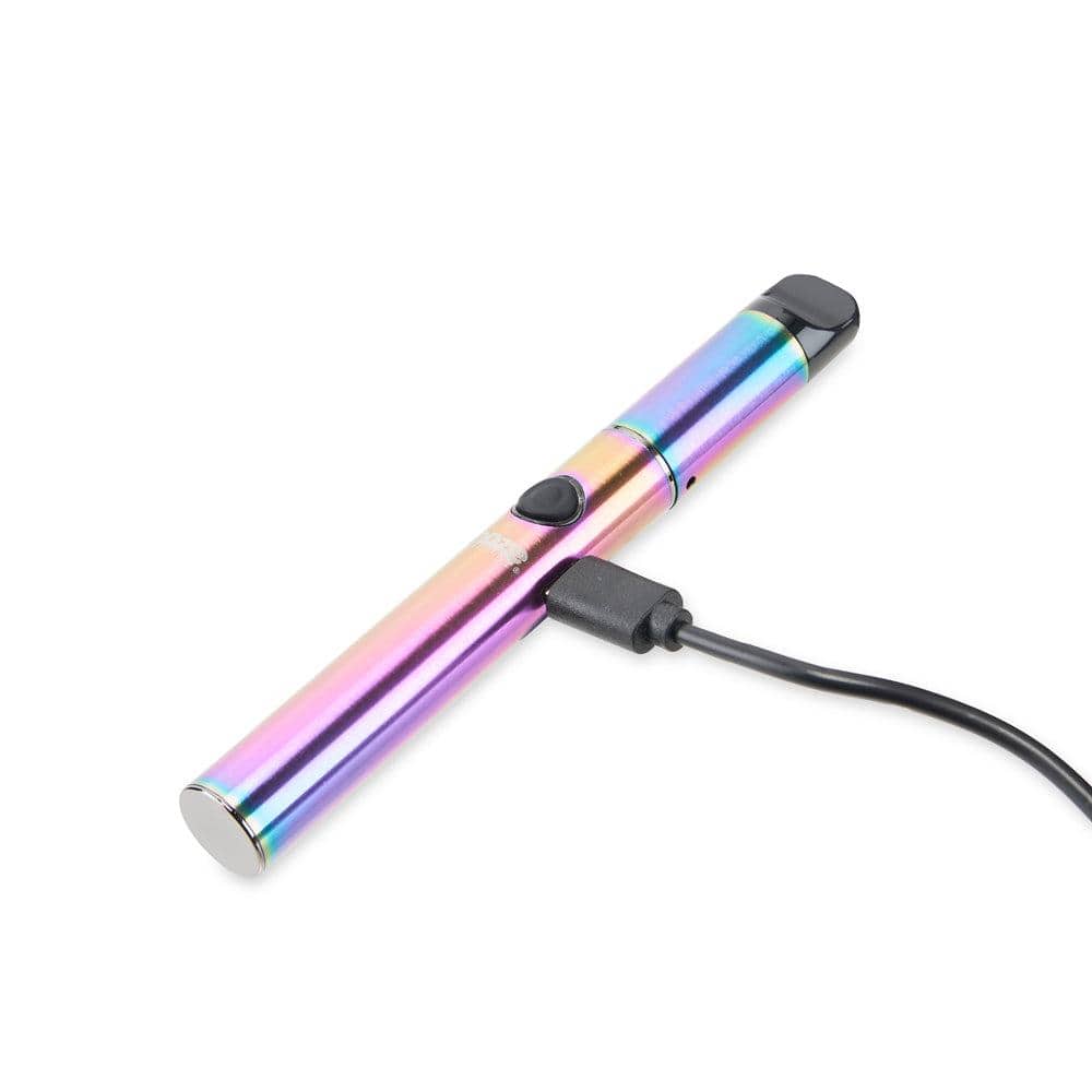 A slightly angled close-up of the Ooze Signal 650 mAh Concentrate Vaporizer Pen, showcasing its metallic finish and black mouthpiece.