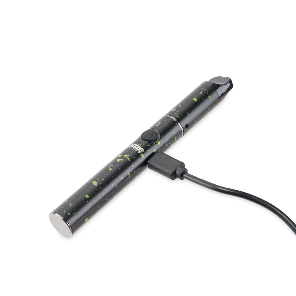 A slightly angled studio shot of the Ooze Signal 650 mAh Concentrate Vaporizer Pen, showing its metallic finish and sleek cylindrical shape.