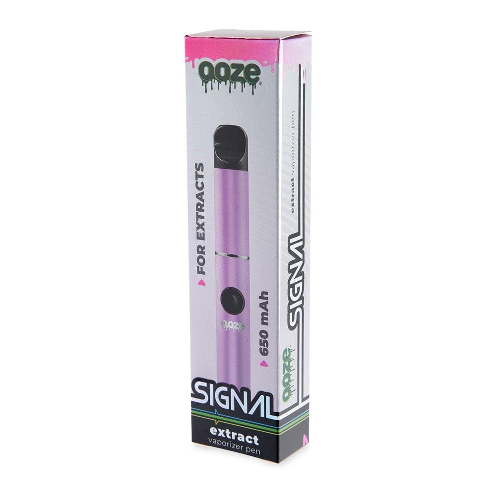 Front view of the Ooze Signal 650 mAh Concentrate Vaporizer Pen against a black background, showing its sleek cylindrical shape.
