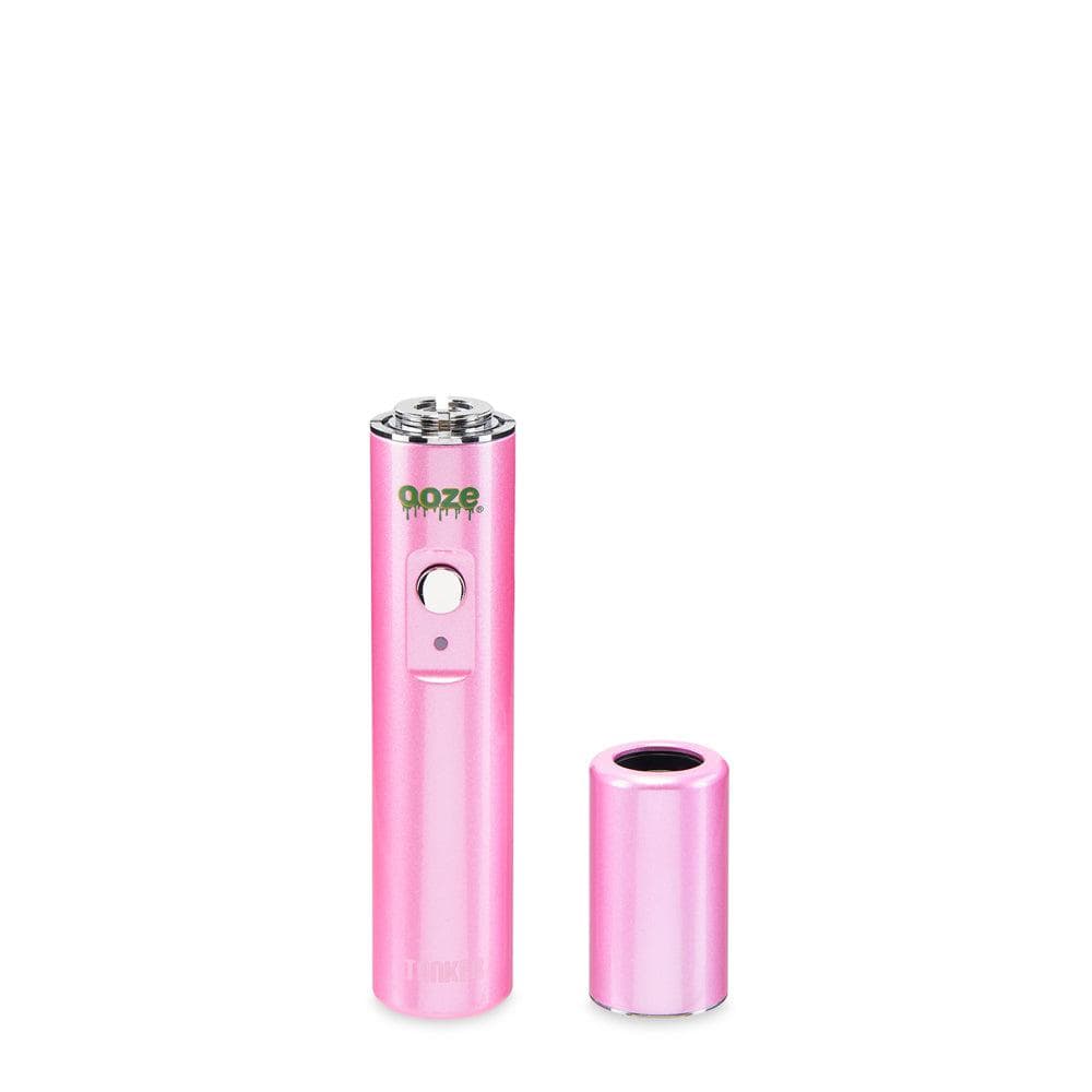 Front view of the Ooze Tanker 510 Thread Thermal Chamber Vaporizer Battery, a cylindrical silver battery on a white background.
