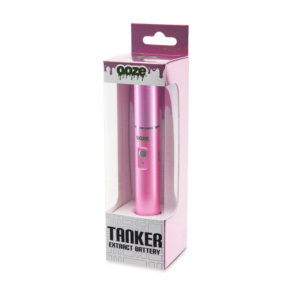 Front view of the Ooze Tanker 510 Thread Thermal Chamber Vaporizer Battery, packaged in clear plastic against a plain white background.