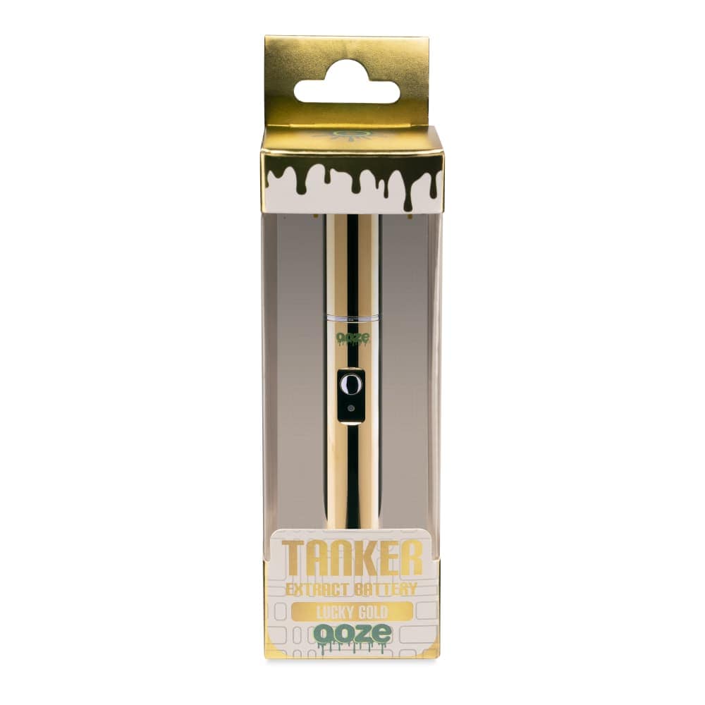 A product shot of the Ooze Tanker 510 Thread Thermal Chamber Vaporizer Battery, angled slightly with a sleek, silver finish.