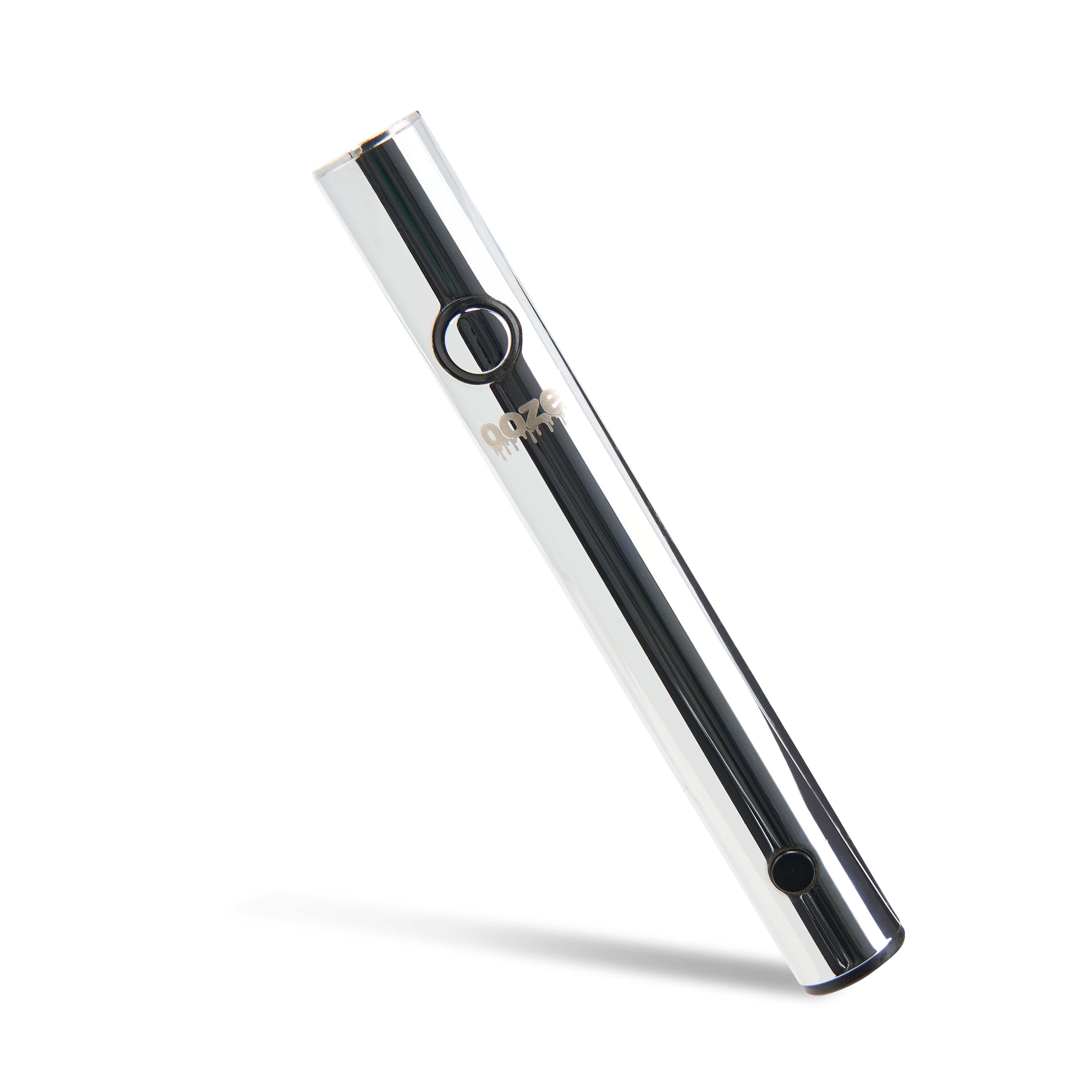 A slightly angled studio shot of the Ooze Wink 290 mAh Vape Battery Flashlight, showing its sleek, cylindrical design.