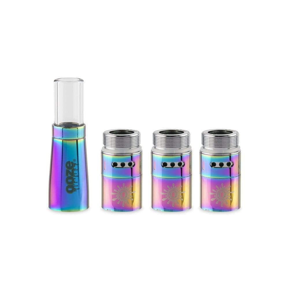 Close-up of the Ooze Fusion Vape Atomizer, showing its metallic finish and cylindrical shape against a plain white background.